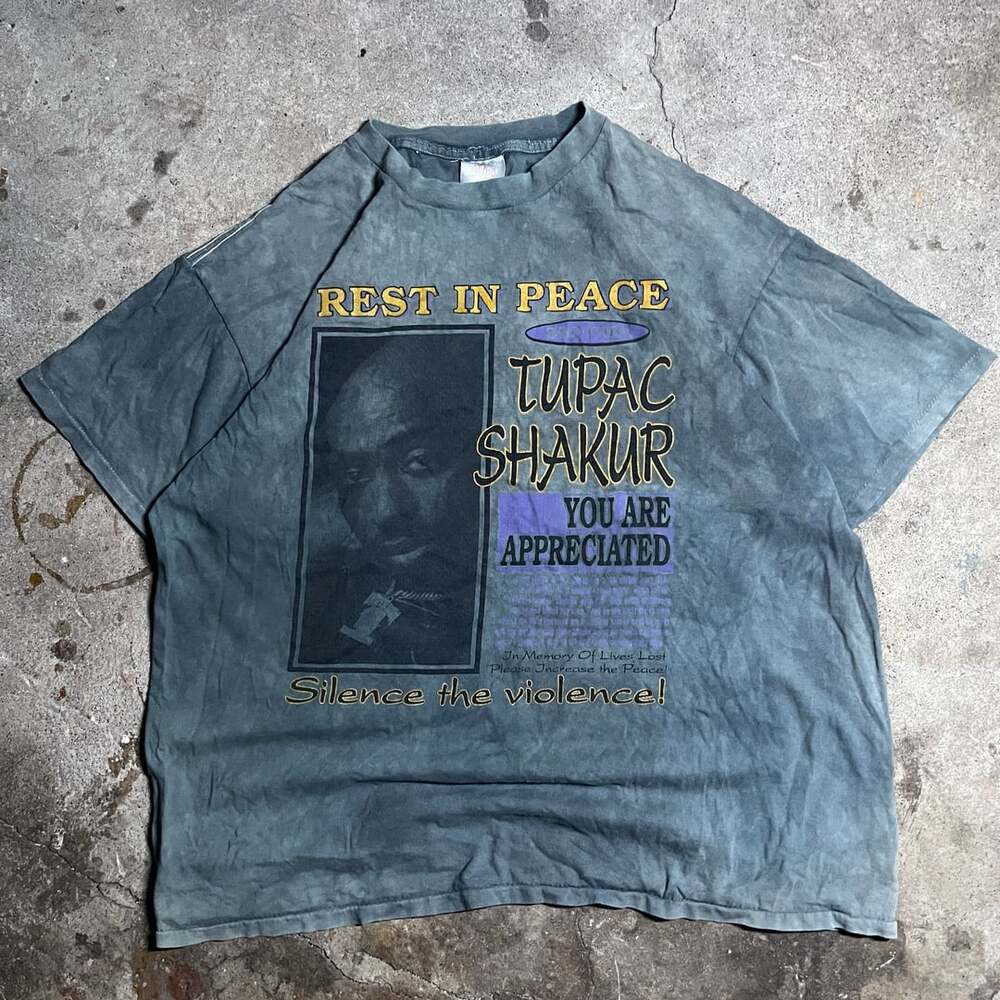 Vintage archive 1990s Tupac Shakur Rest In Peace Memorial Rap T-Shirt